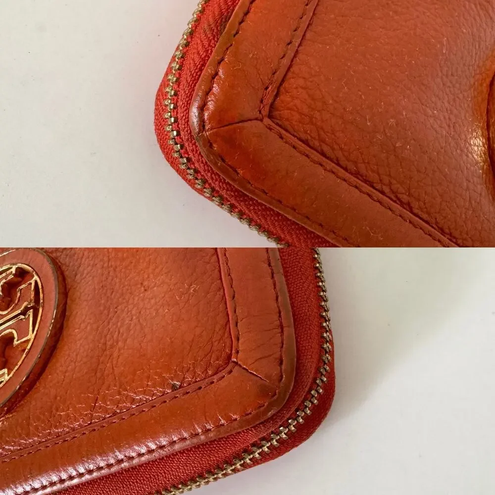 Tory Burch Zip Around Continental Wallet in Orange Soft Leather